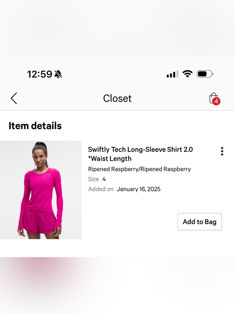 Lululemon Swiftly Tech Long-Sleeve Shirt 2.0 Waist Length | Ripened Raspberry - Picture 7 of 7